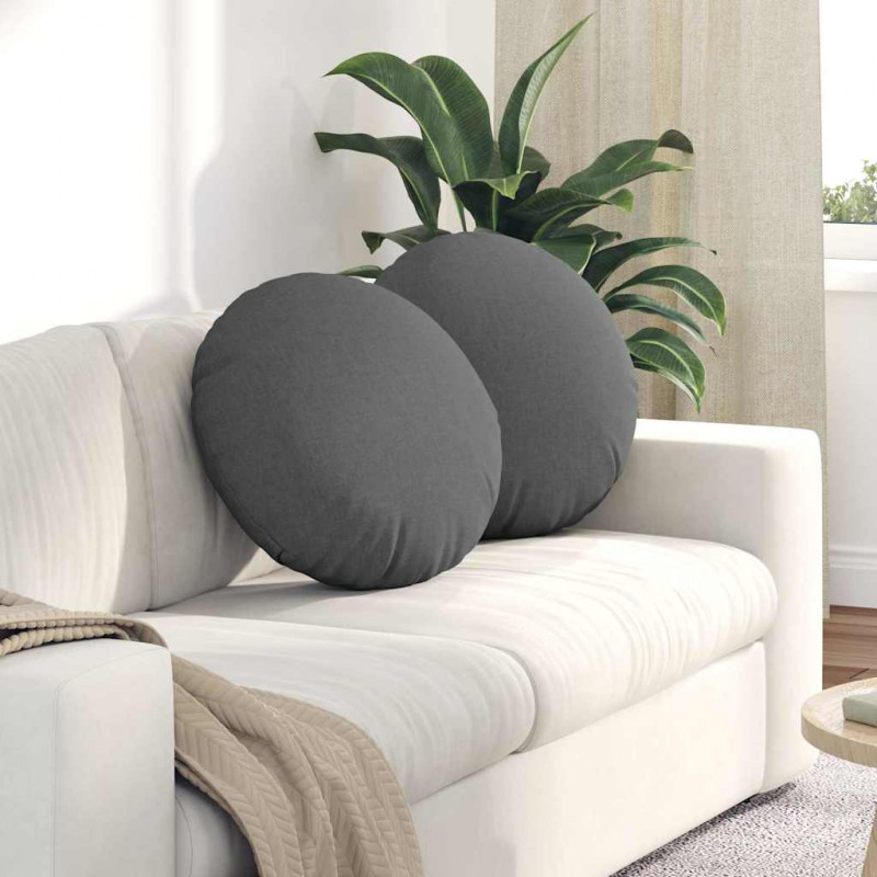 Poduszki na siedziska 2 pcs Ciemnoszary Ø50 x 19 cm tkanina