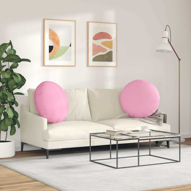Poduszki na siedziska 2 pcs Różowy Ø80 x 29 cm tkanina