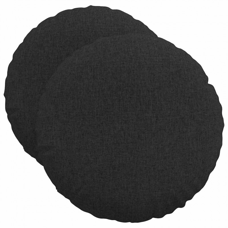 Poduszki na siedziska 2 pcs Czarny Ø50 x 19 cm tkanina