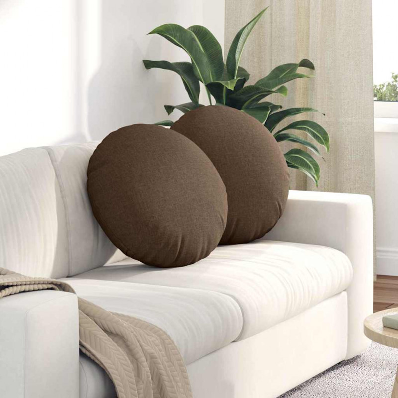 Poduszki na siedziska 2 pcs Brązowy Ø50 x 19 cm tkanina