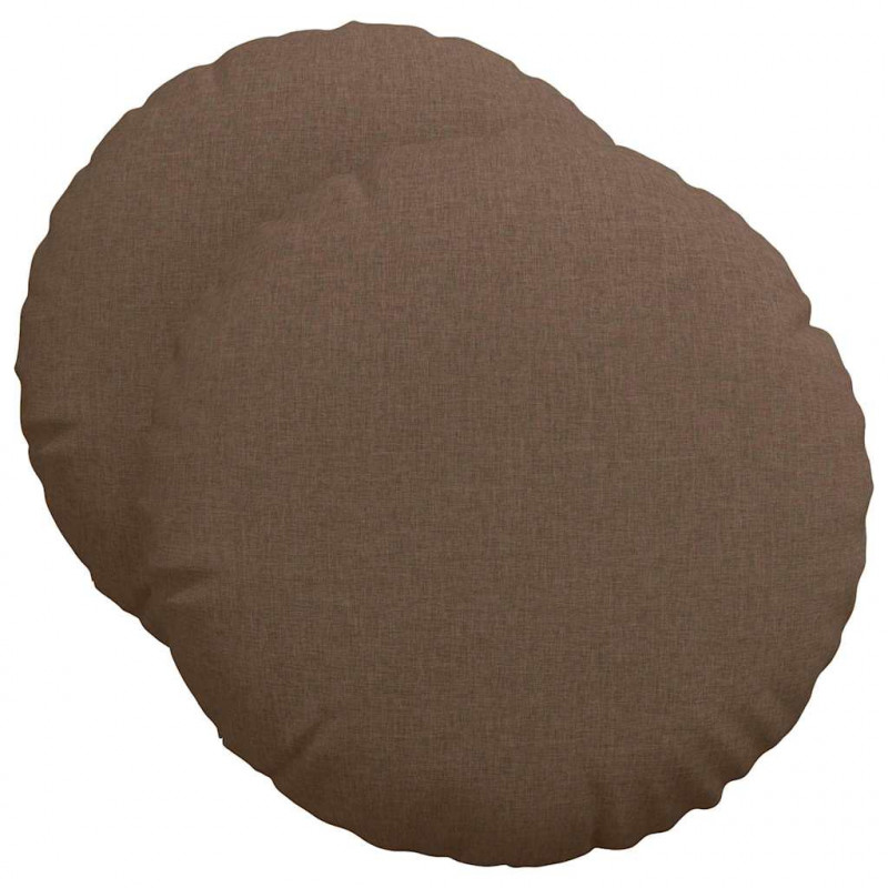 Poduszki na siedziska 2 pcs Brązowy Ø50 x 19 cm tkanina