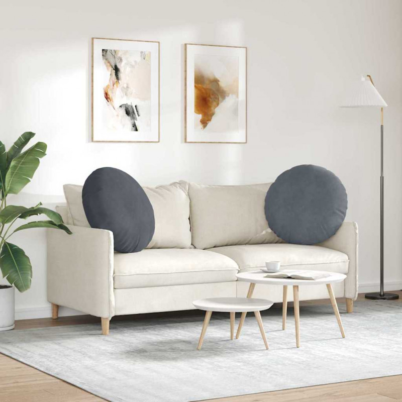Poduszki na siedziska 2 pcs Ciemnoszary Ø 40 x 13 cm Aksamit