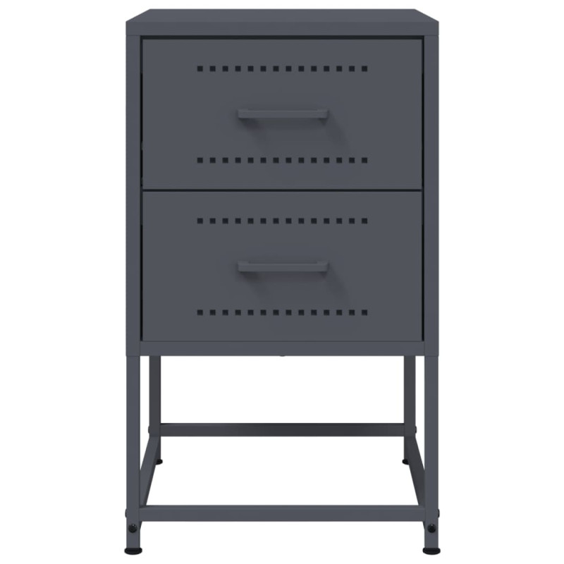 Szafki nocne, 2 szt., antracytowe, 36x39x60,5 cm, stal