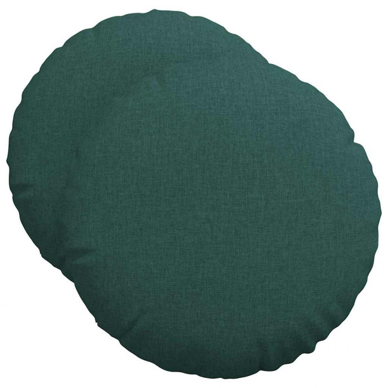 Poduszki na siedziska 2 pcs Ciemna zieleń Ø50 x 19 cm tkanina