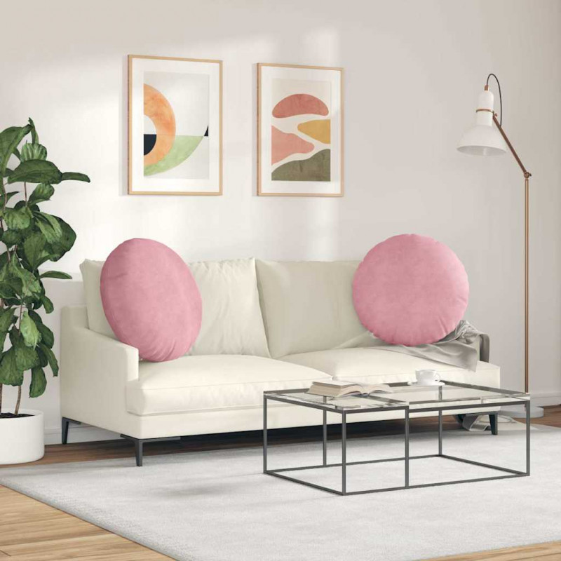 Poduszki na siedziska 2 pcs Różowy Ø 80 x 29 cm Aksamit