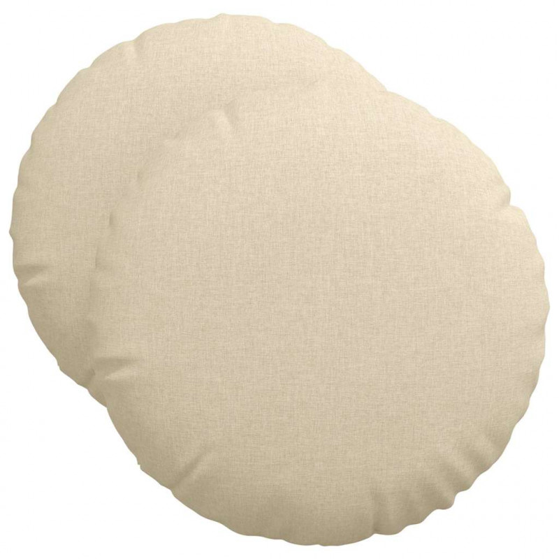 Poduszki na siedziska 2 pcs Kremowy Ø50 x 19 cm tkanina