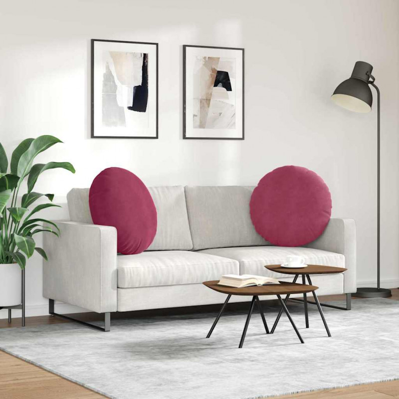 Poduszki na siedziska 2 pcs Czerwone wino Ø 80 x 29 cm Aksamit
