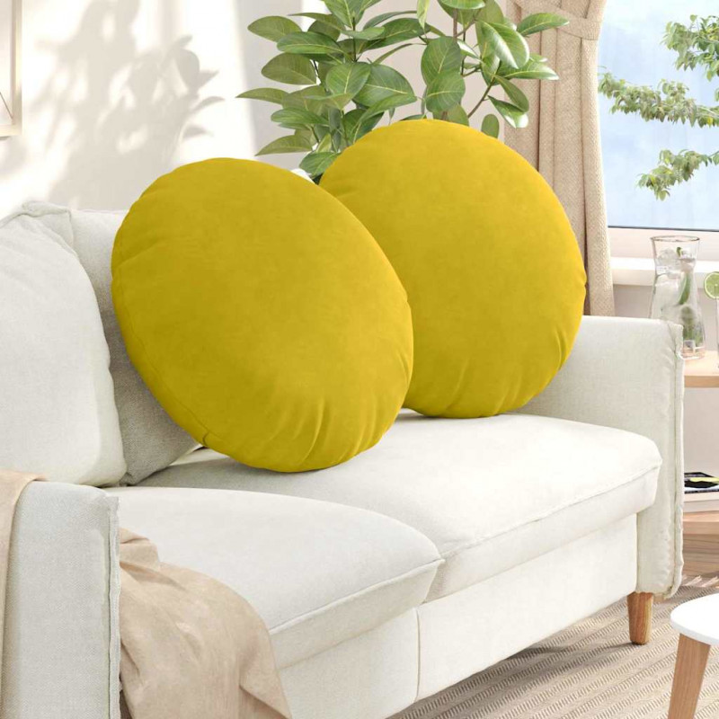 Poduszki na siedziska 2 pcs Żółty Ø 80 x 29 cm Aksamit