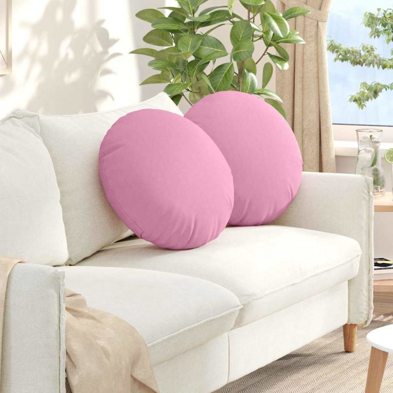 Poduszki na siedziska 2 pcs Różowy Ø50 x 19 cm tkanina
