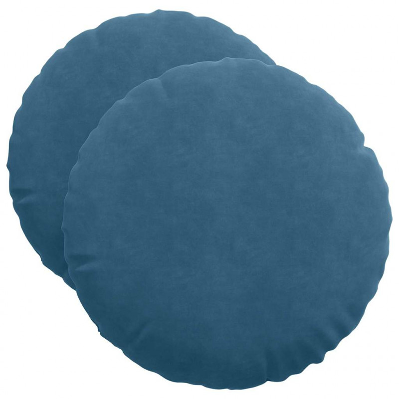 Poduszki na siedziska 2 pcs Niebieski Ø 40 x 13 cm Aksamit