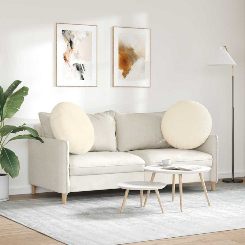 Poduszki na siedziska 2 pcs Kremowy Ø 80 cm Tkanina sztruksowa