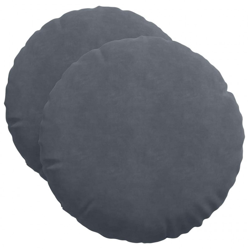 Poduszki na siedziska 2 pcs Ciemnoszary Ø 40 x 13 cm Aksamit