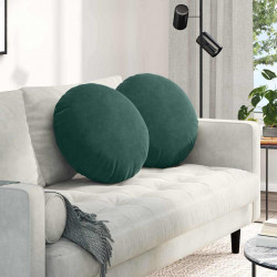 Poduszki na siedziska 2 pcs Ciemna zieleń Ø 40 x 13 cm Aksamit