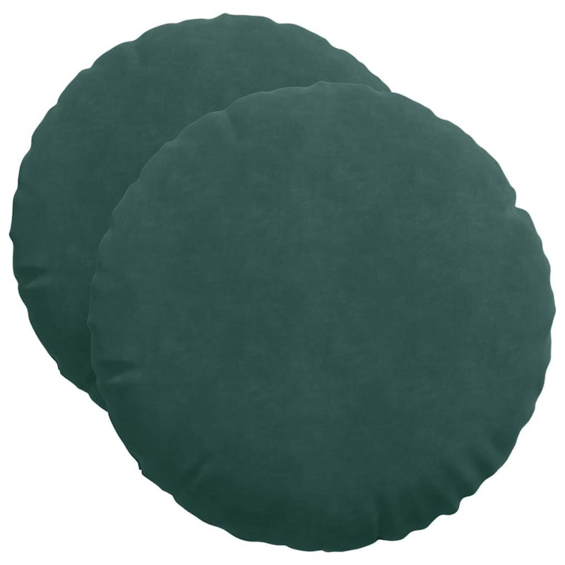 Poduszki na siedziska 2 pcs Ciemna zieleń Ø 40 x 13 cm Aksamit