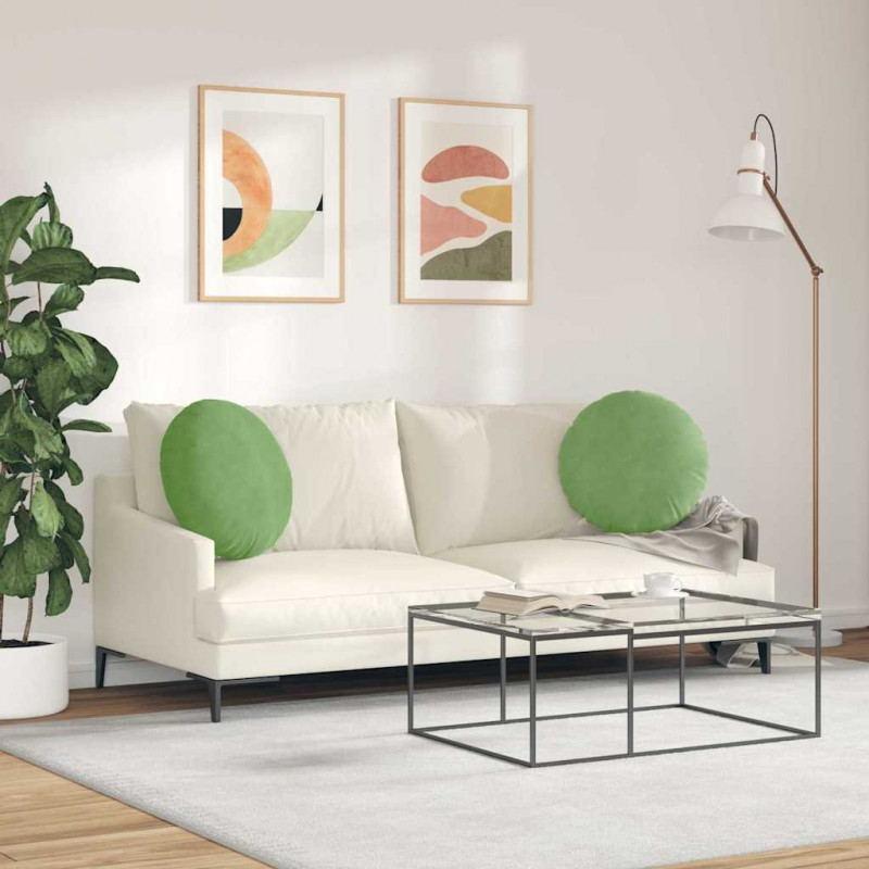 Poduszki na siedziska 2 pcs Jasnozielony Ø 40 x 13 cm Aksamit