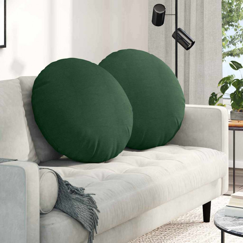 Poduszki na siedziska 2 pcs Ciemna zieleń Ø 80 cm