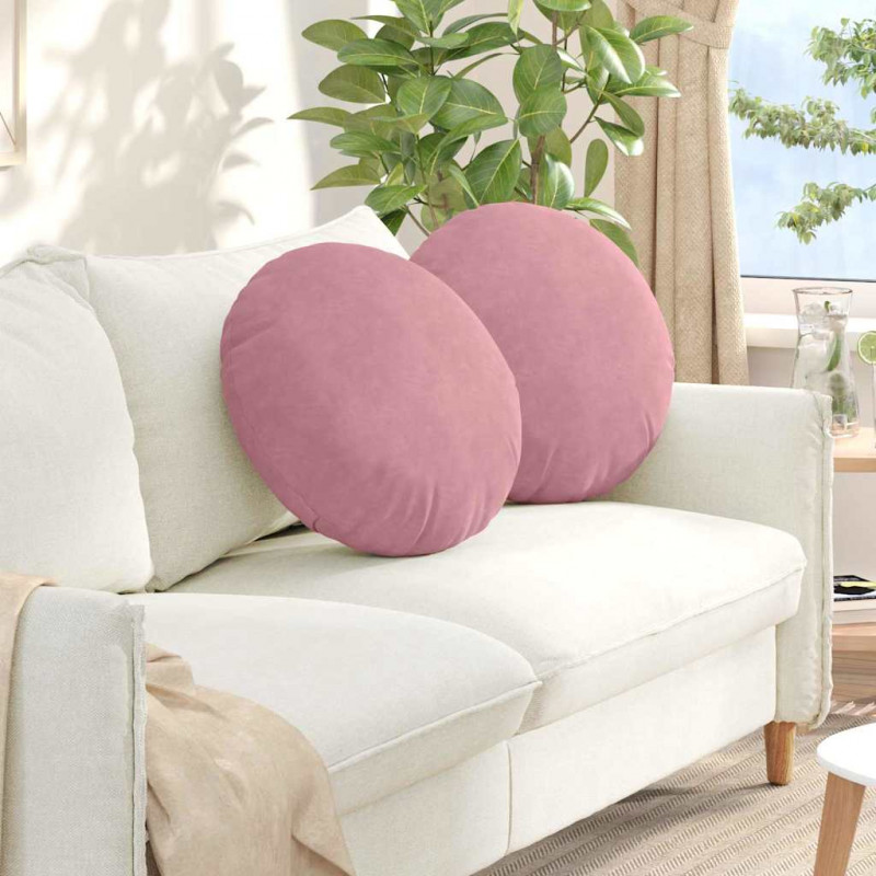 Poduszki na siedziska 2 pcs Różowy Ø 40 x 13 cm Aksamit