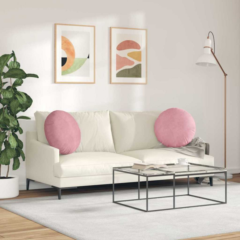 Poduszki na siedziska 2 pcs Różowy Ø 40 x 13 cm Aksamit