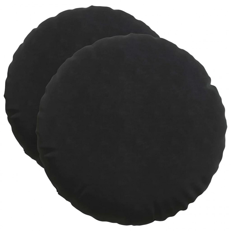Poduszki na siedziska 2 pcs Czarny Ø 40 x 13 cm Aksamit
