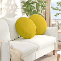 Poduszki na siedziska 2 pcs Żółty Ø 40 x 13 cm Aksamit