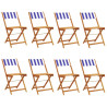 Składane krzesła ogrodowe, 8 szt., niebiesko-biała tkanina