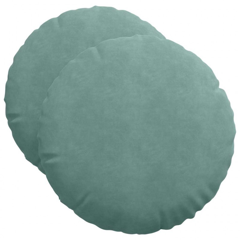 Poduszki na siedziska 2 pcs Zielony morski Ø 40 x 13 cm Aksamit