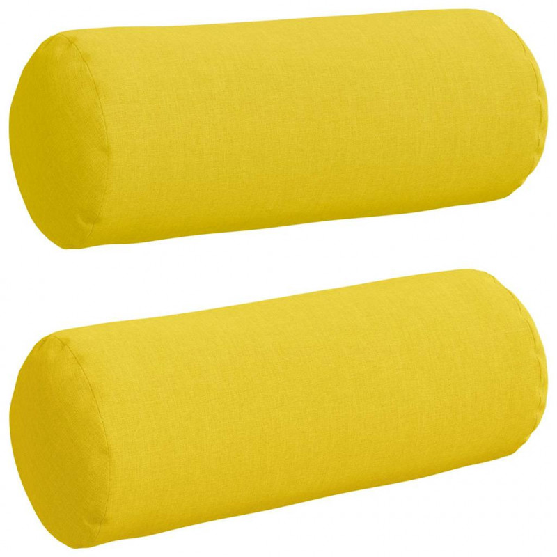 Poduszki Wałkowe 2 pcs Jasnożółty Ø 15 x 40 cm tkanina