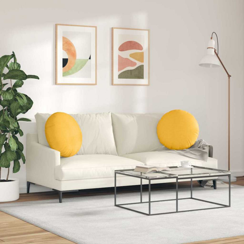 Poduszki na siedziska 2 pcs Jasnożółty Ø 50 cm