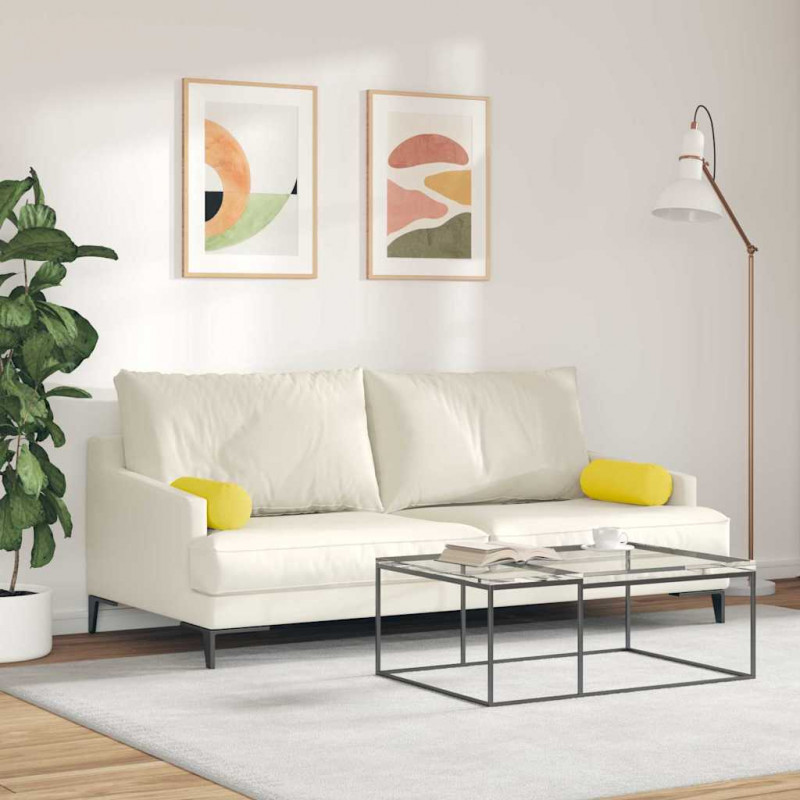 Poduszki Wałkowe 2 pcs Jasnożółty Ø 15 x 40 cm tkanina