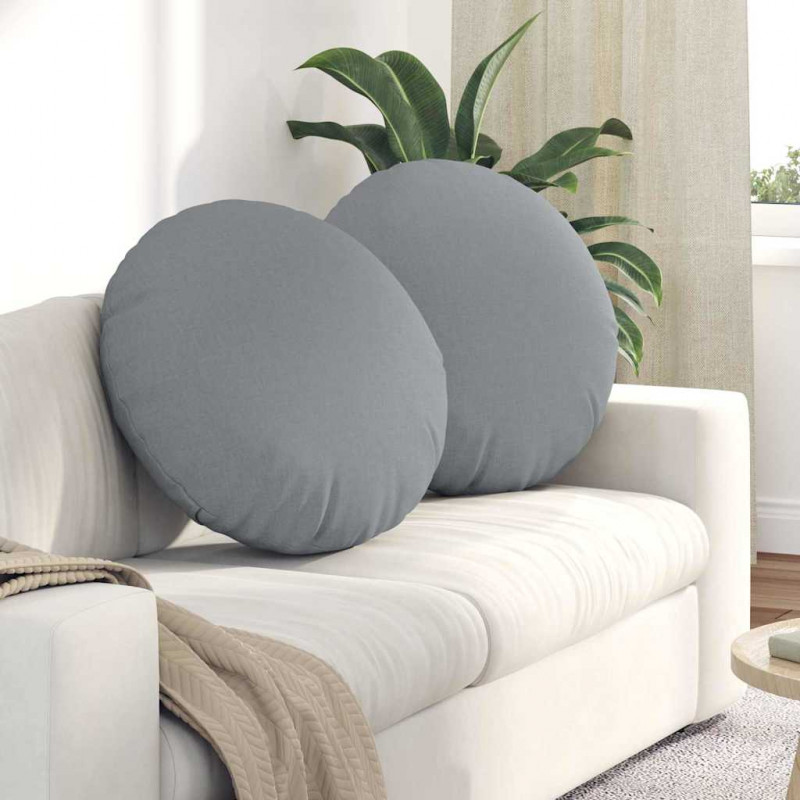 Poduszki na siedziska 2 pcs Jasnoszary Ø60 x 21 cm tkanina