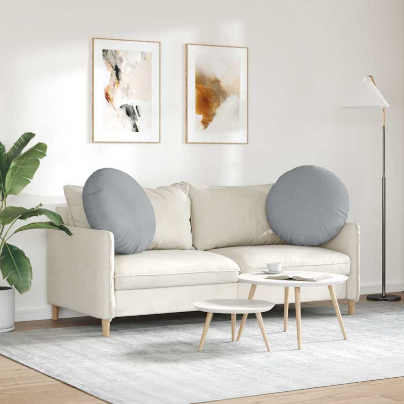 Poduszki na siedziska 2 pcs Jasnoszary Ø60 x 21 cm tkanina