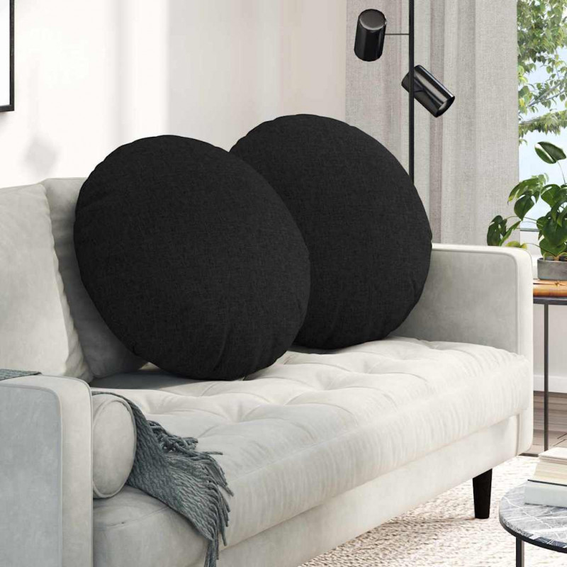 Poduszki na siedziska 2 pcs Czarny Ø60 x 21 cm tkanina
