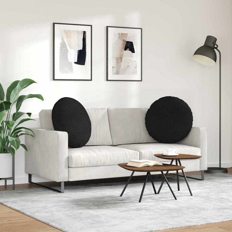 Poduszki na siedziska 2 pcs Czarny Ø60 x 21 cm tkanina