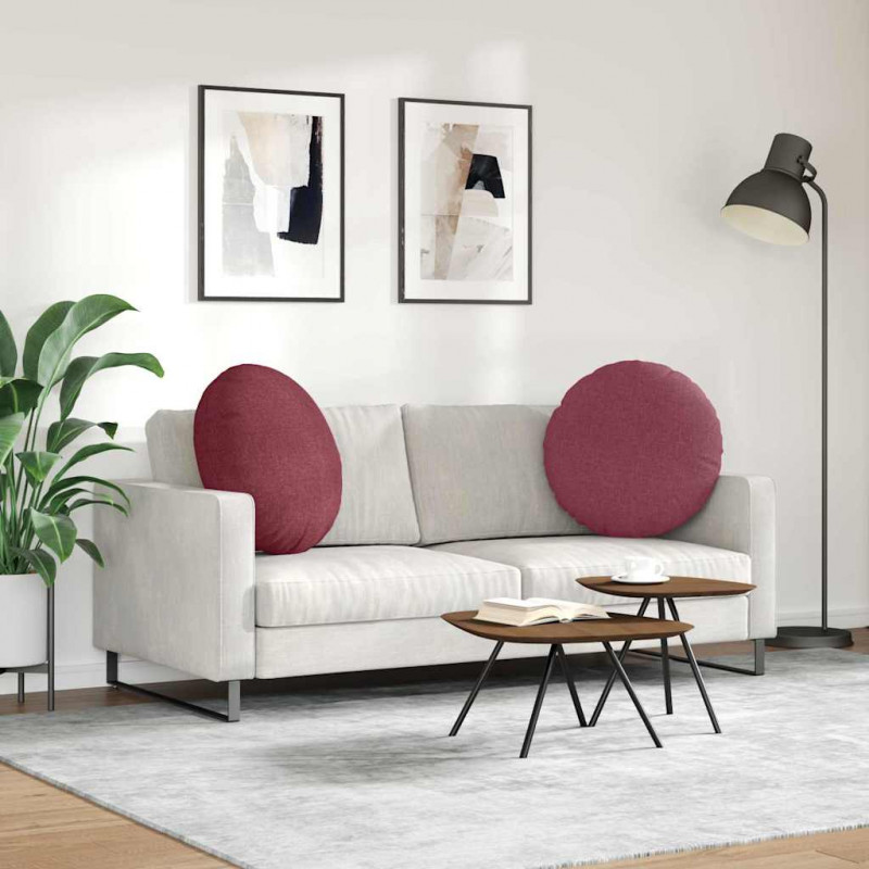 Poduszki na siedziska 2 pcs Czerwone wino Ø60 x 21 cm tkanina
