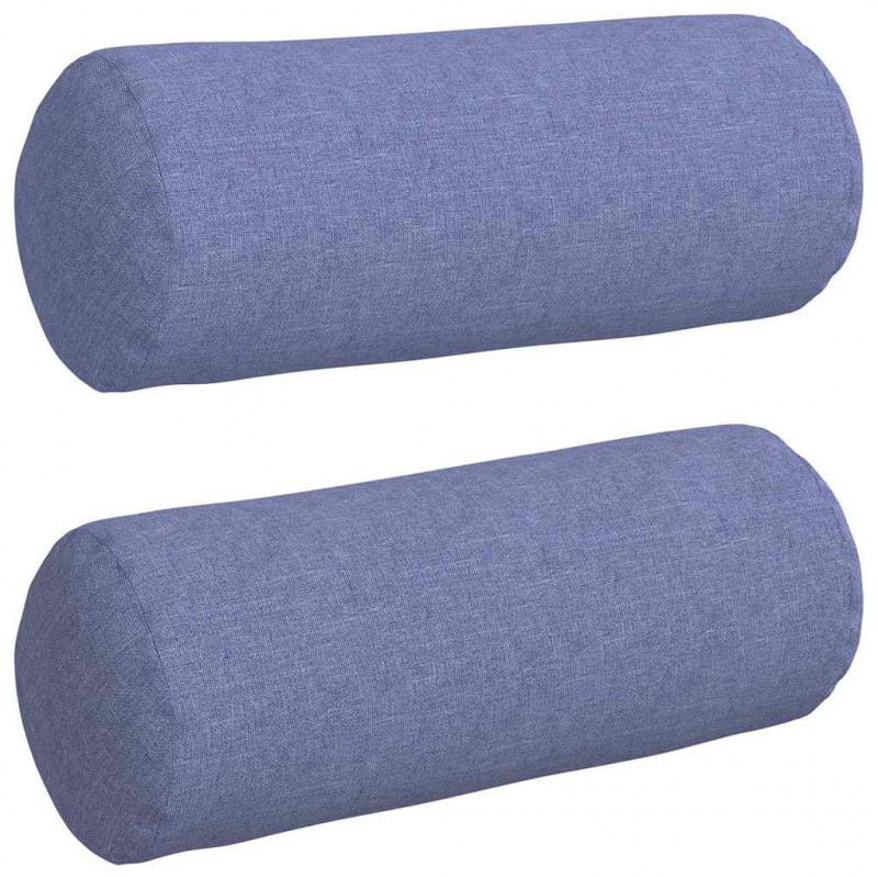 Poduszki Wałkowe 2 pcs Niebieski dżins Ø 15 x 40 cm tkanina