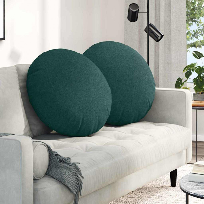 Poduszki na siedziska 2 pcs Ciemna zieleń Ø60 x 21 cm tkanina