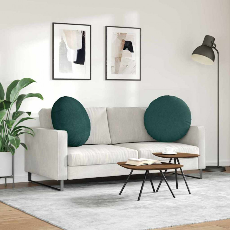 Poduszki na siedziska 2 pcs Ciemna zieleń Ø60 x 21 cm tkanina