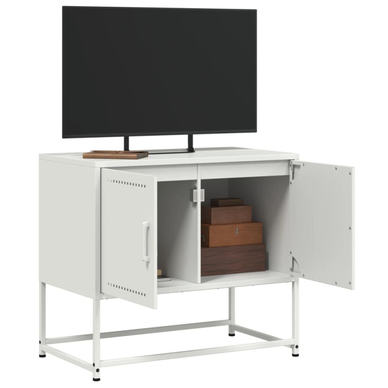 Szafka pod telewizor, biała, 68,5x39x60,5 cm, stalowa