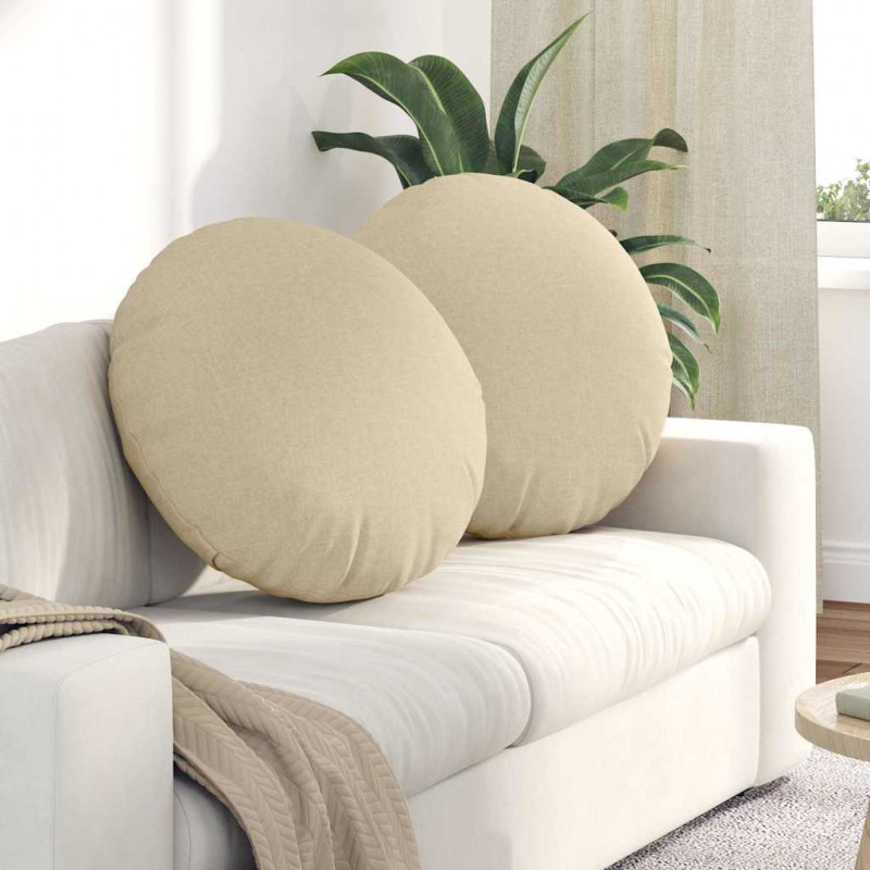 Poduszki na siedziska 2 pcs Kremowy Ø60 x 21 cm tkanina