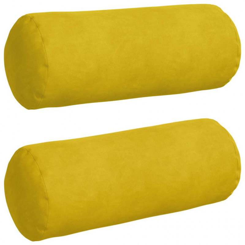 Poduszki Wałkowe 2 pcs Żółty Ø 15 x 40 cm Tkanina sztruksowa