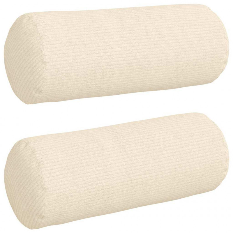 Poduszki Wałkowe 2 pcs Kremowy Ø 15 x 40 cm Tkanina sztruksowa
