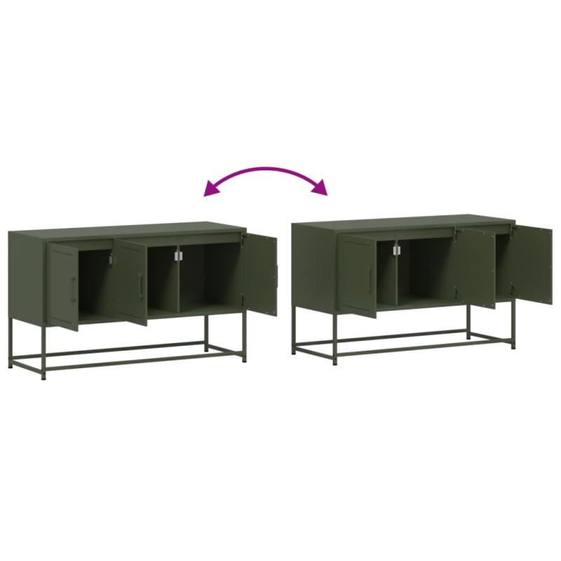 Szafka pod telewizor, oliwkowa, 100,5x39x60,5 cm, stalowa