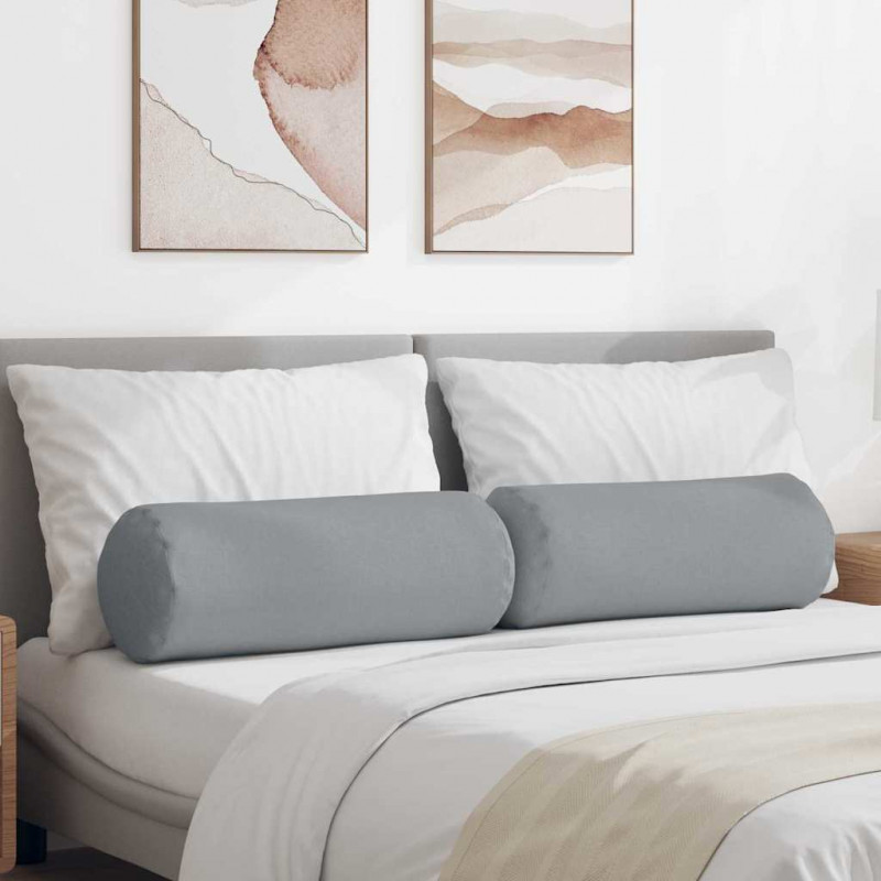 Poduszki Wałkowe 2 pcs Jasnoszary Ø 25 x 70 cm tkanina