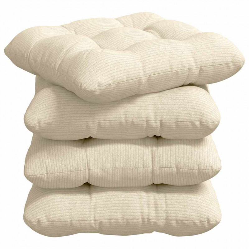 Poduszki na siedziska 4 pcs Kremowy 40 x 40 cm