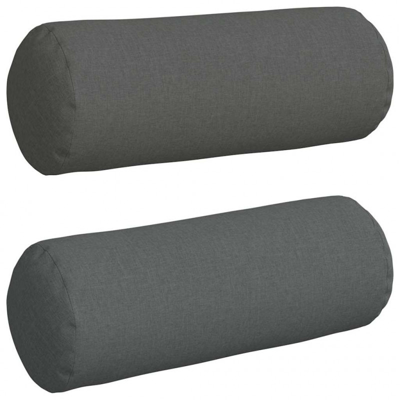 Poduszki Wałkowe 2 pcs Ciemnoszary Ø 25 x 70 cm tkanina