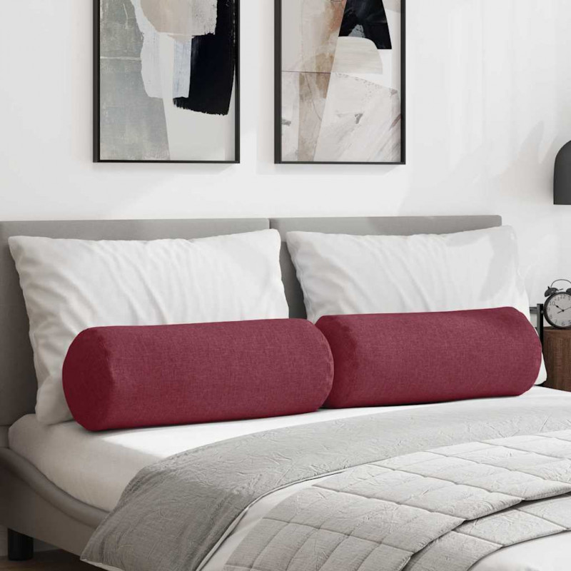 Poduszki Wałkowe 2 pcs Czerwone wino Ø 25 x 70 cm tkanina