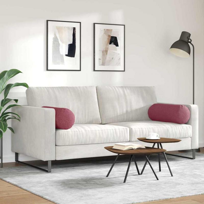 Poduszki Wałkowe 2 pcs Czerwone wino Ø 25 x 70 cm tkanina