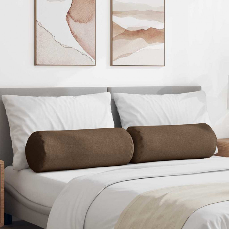 Poduszki Wałkowe 2 pcs Brązowy Ø 25 x 70 cm tkanina