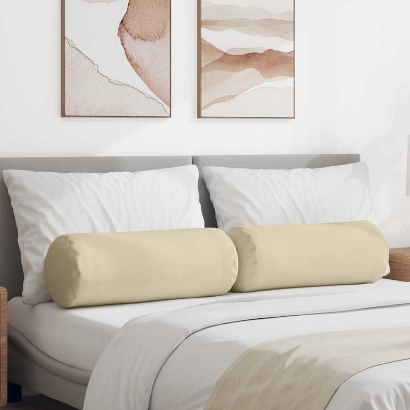 Poduszki Wałkowe 2 pcs Kremowy Ø 25 x 70 cm tkanina