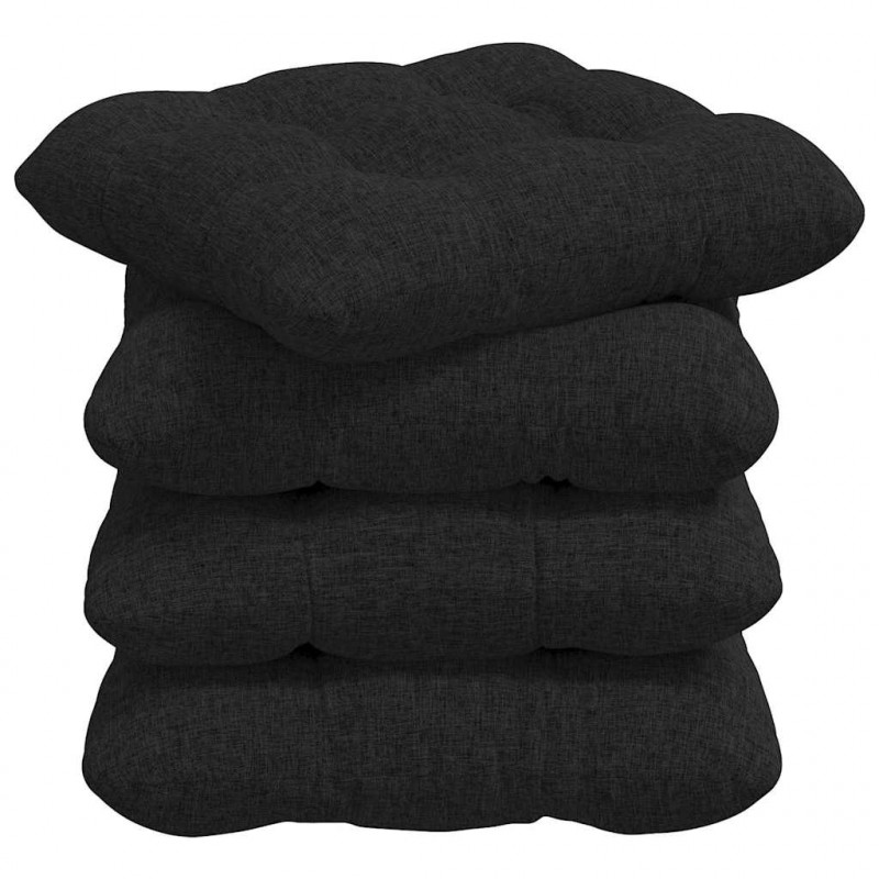 Poduszki na siedziska 4 pcs Czarny 45 x 45 x 12 cm tkanina